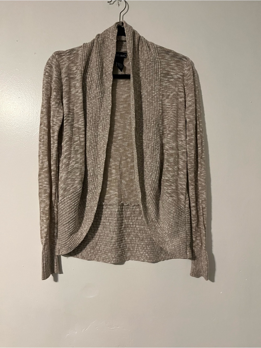 Wet Seal Taupe Open-Front Shawl Cardigan